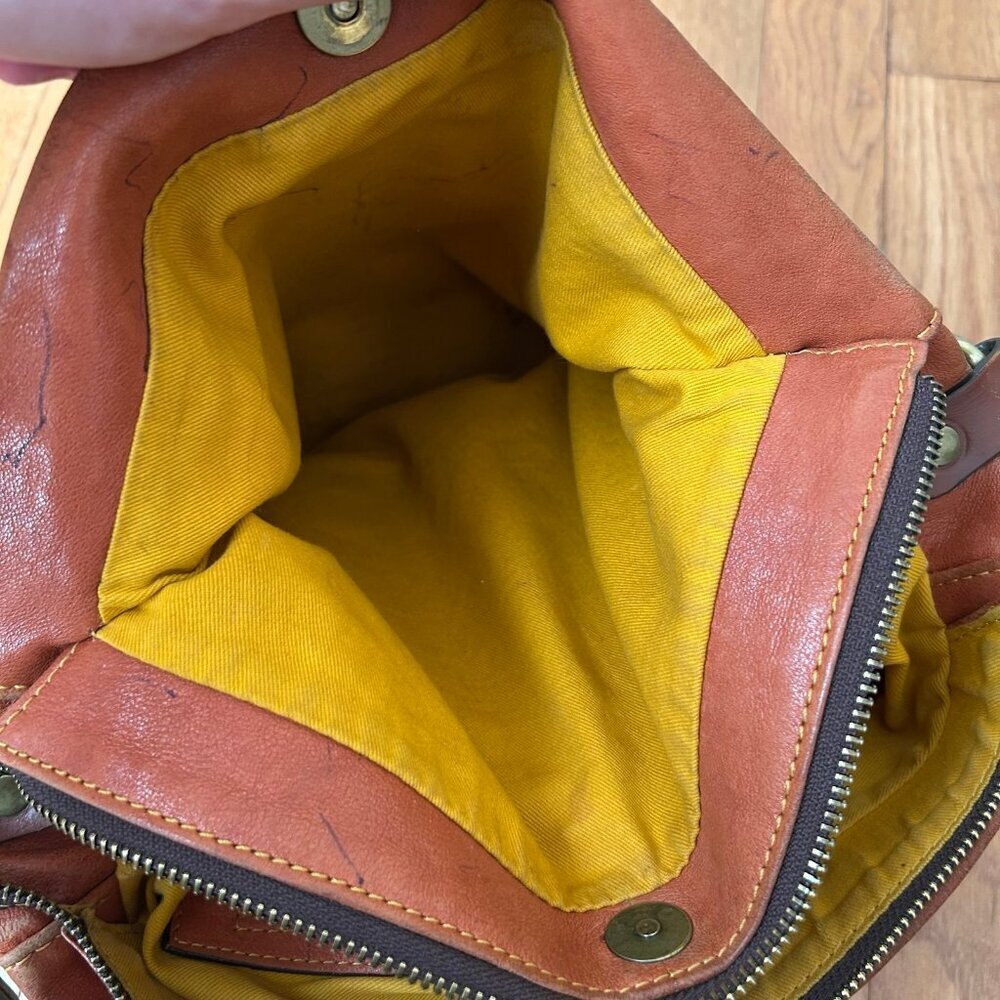 Leather Hobo Shoulder Bag - Rust Orange - Picture 8 of 11